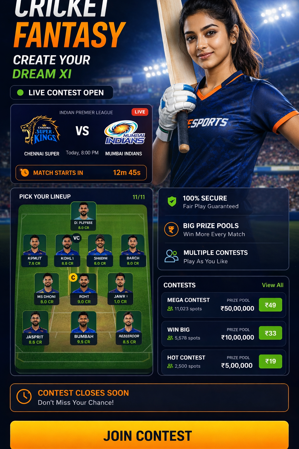 Come App Pro cricket matchday visual