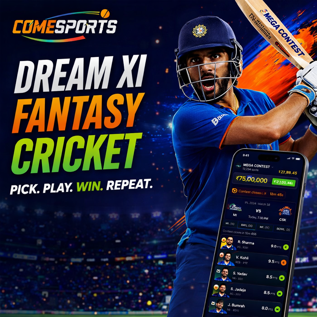 Come App Pro Dream XI fantasy cricket ad visual